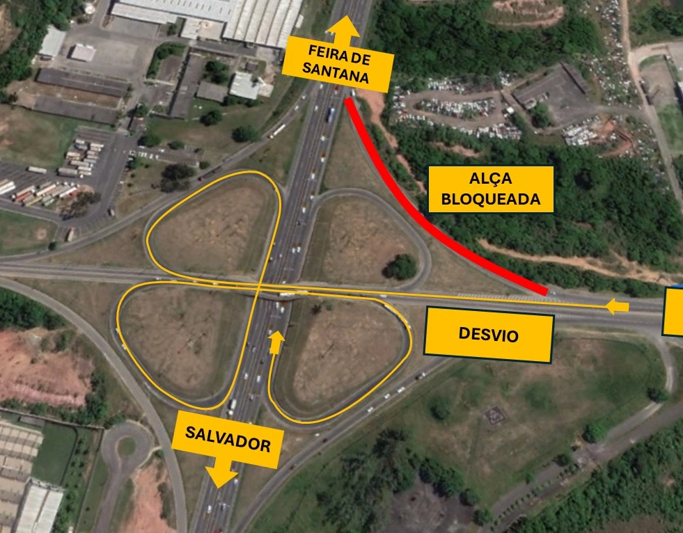 Acesso entre BA-526 e BR-324 será interditado neste sábado