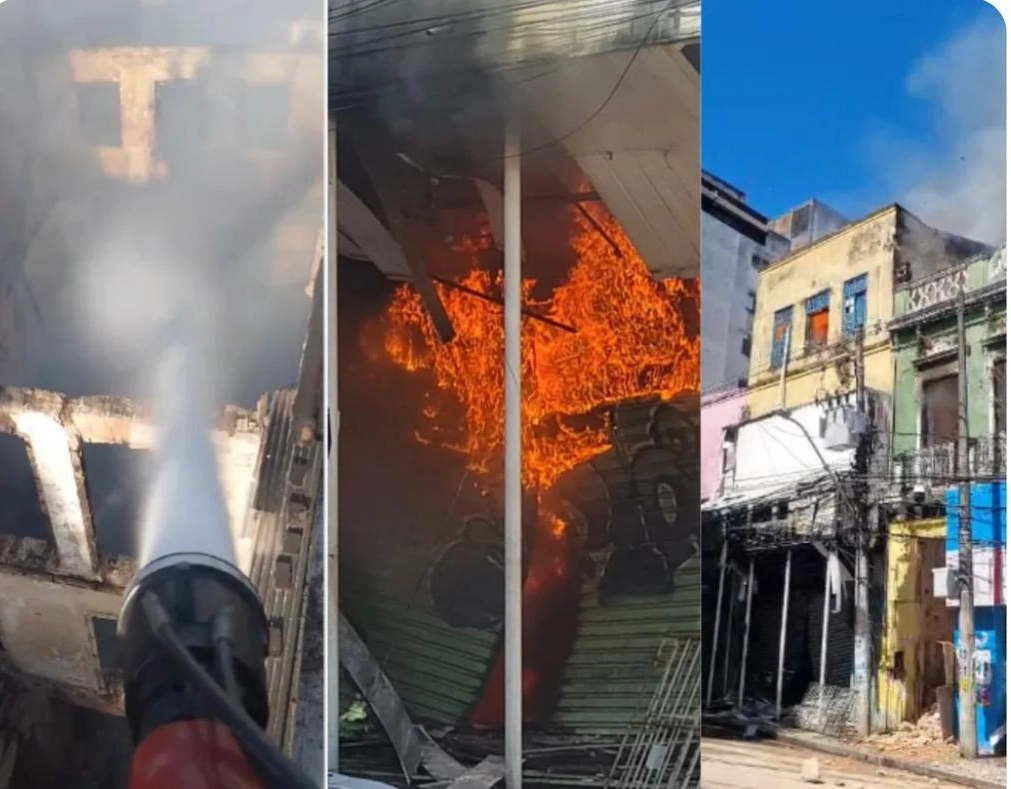 Casarão e loja pegam fogo na Avenida Sete