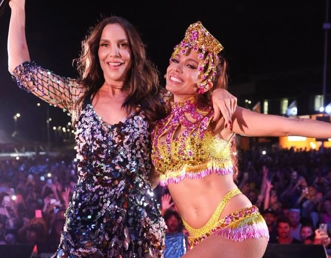 Anitta faz a festa com Ivete Sangalo em ensaio antes do carnaval