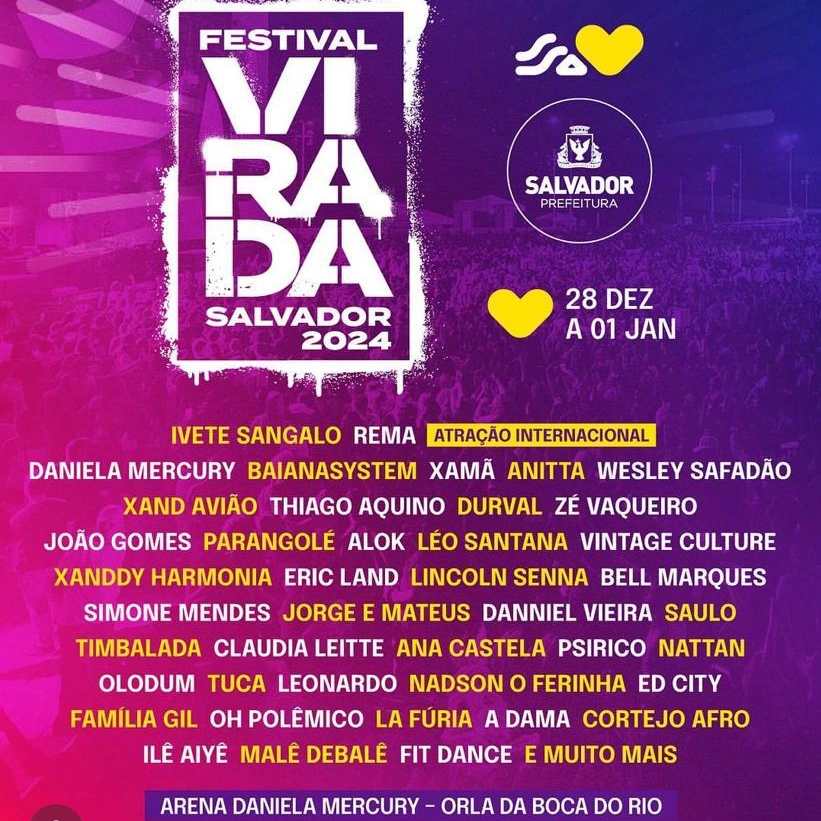 Festival Virada em Salvador vai ter Ivete, Léo Santana, Anitta, Nattan e Jorge e Mateus; confira a programação