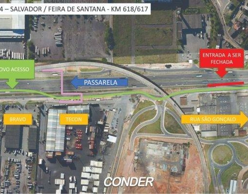 Trânsito será modificado em região da via marginal da BR-324 que dá acesso a Águas Claras