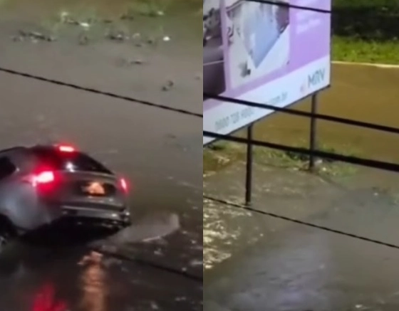Cena de filme: servidor público escapa com vida após carro ser 'engolido' por bueiro, na Bahia