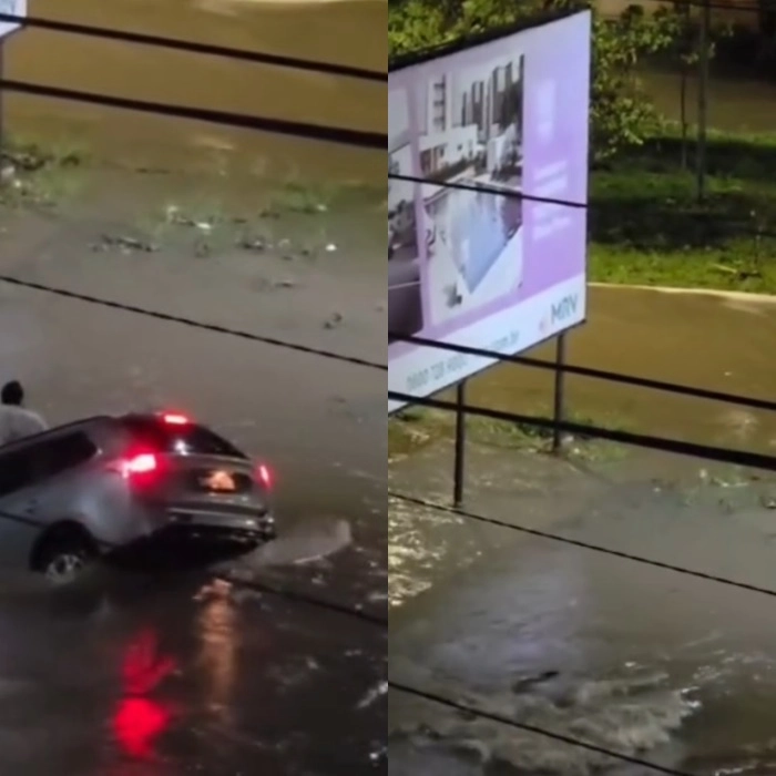 Cena de filme: servidor público escapa com vida após carro ser 'engolido' por bueiro, na Bahia