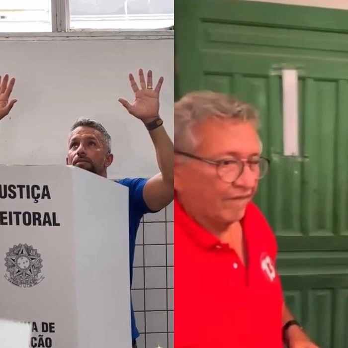 Confiantes, Flávio e Caetano votam no mesmo colégio, em Camaçari