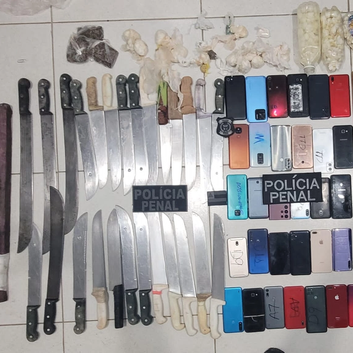 Policia apreende mais de 30 facas e celulares na Penitenciária Lemos Brito; veja