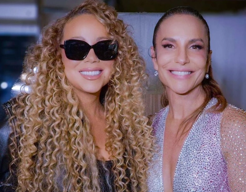 Ivete Sangalo visita camarim de Mariah Carey no The Town