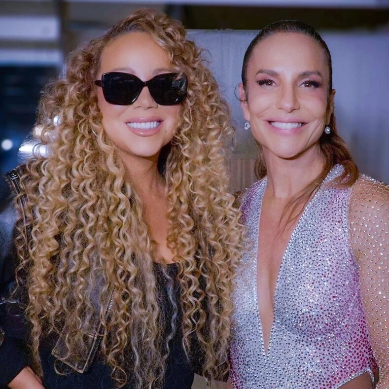 Ivete Sangalo visita camarim de Mariah Carey no The Town