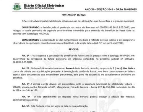Erro em publicação expõe dados de pessoas vivendo com HIV em Feira de Santana