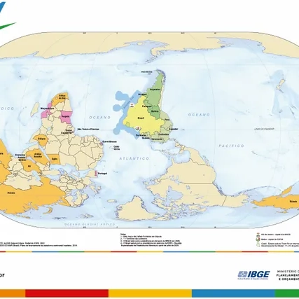 IBGE lança mapa-múndi invertido com Brasil no Centro
