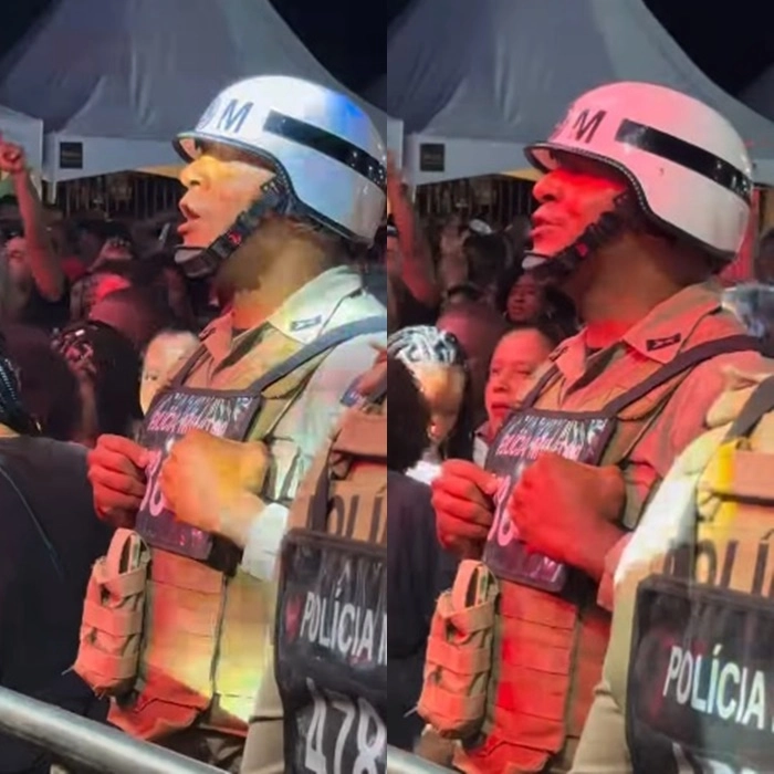 PM viraliza ao ser flagrado acompanhando música de Edson Gomes em show