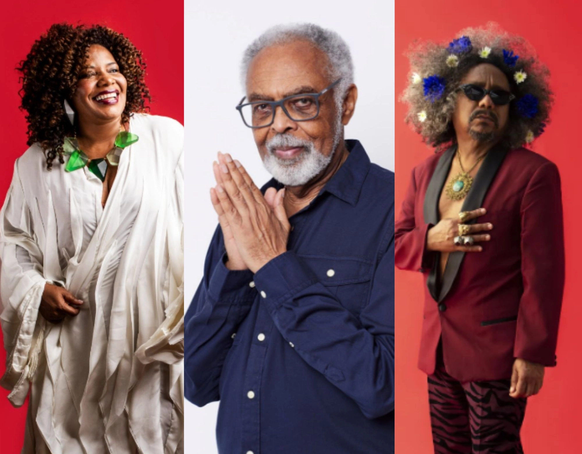 Gilberto Gil, Chico César e Margareth Menezes juntos no carnaval de Salvador