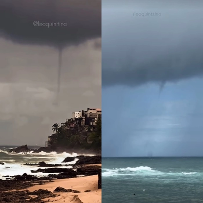 Trombas-d'água são vistas em Salvador; 'Bem bonito de assistir', diz influenciador