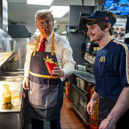 Em ação no Mc Donald's, brasileira pede a Trump que não deixe os EUA virarem o Brasil