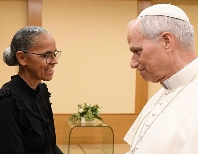 Papa Leão XIV se encontra com Marina Silva em conferência sobre 10 anos da Laudato si’
